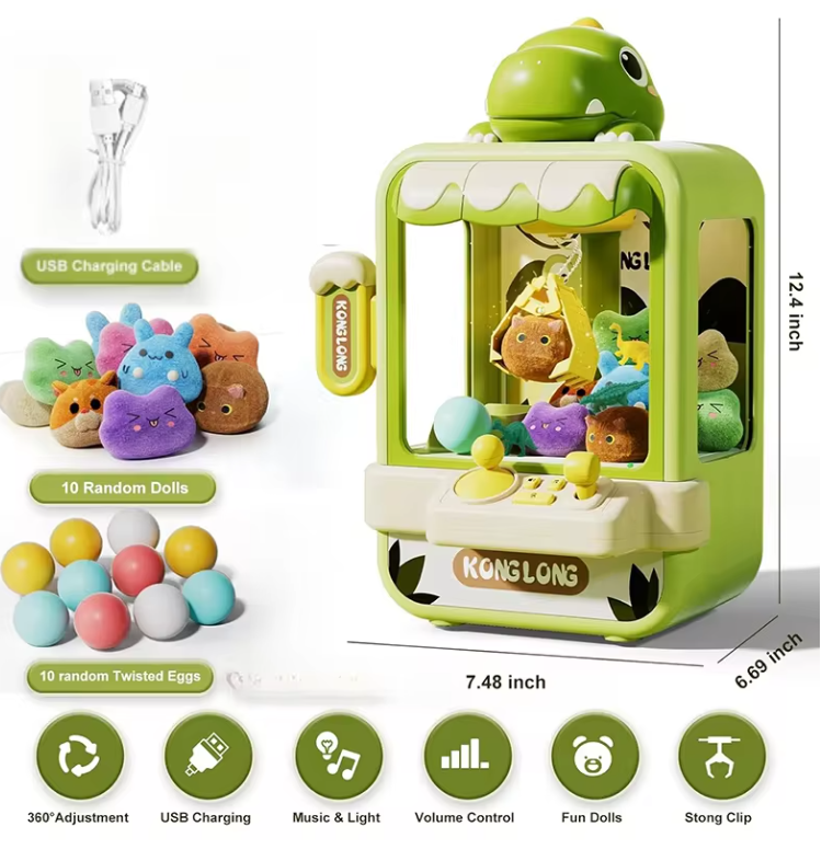 Mini Dino Claw Machine — Arcade Prize Grabber for Kids