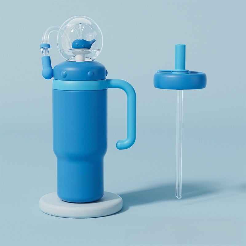 Whale Design Kids Water Bottle with Straw