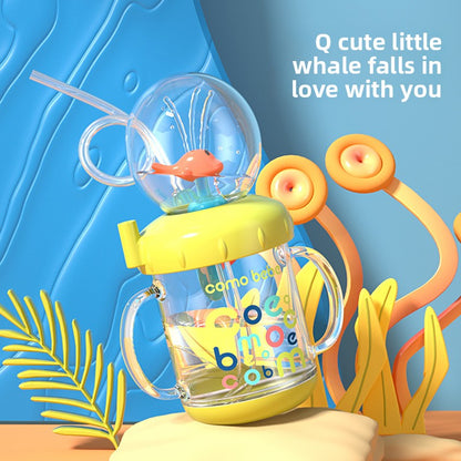 Whale Design Kids Water Bottle with Straw