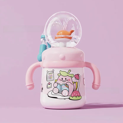 Whale Design Kids Water Bottle with Straw