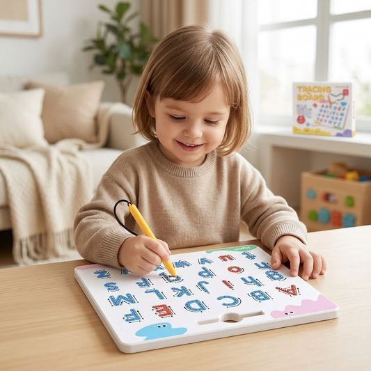 Magnetic Alphabet & Number Tracing Board — Double-Sided Montessori STEM Toy