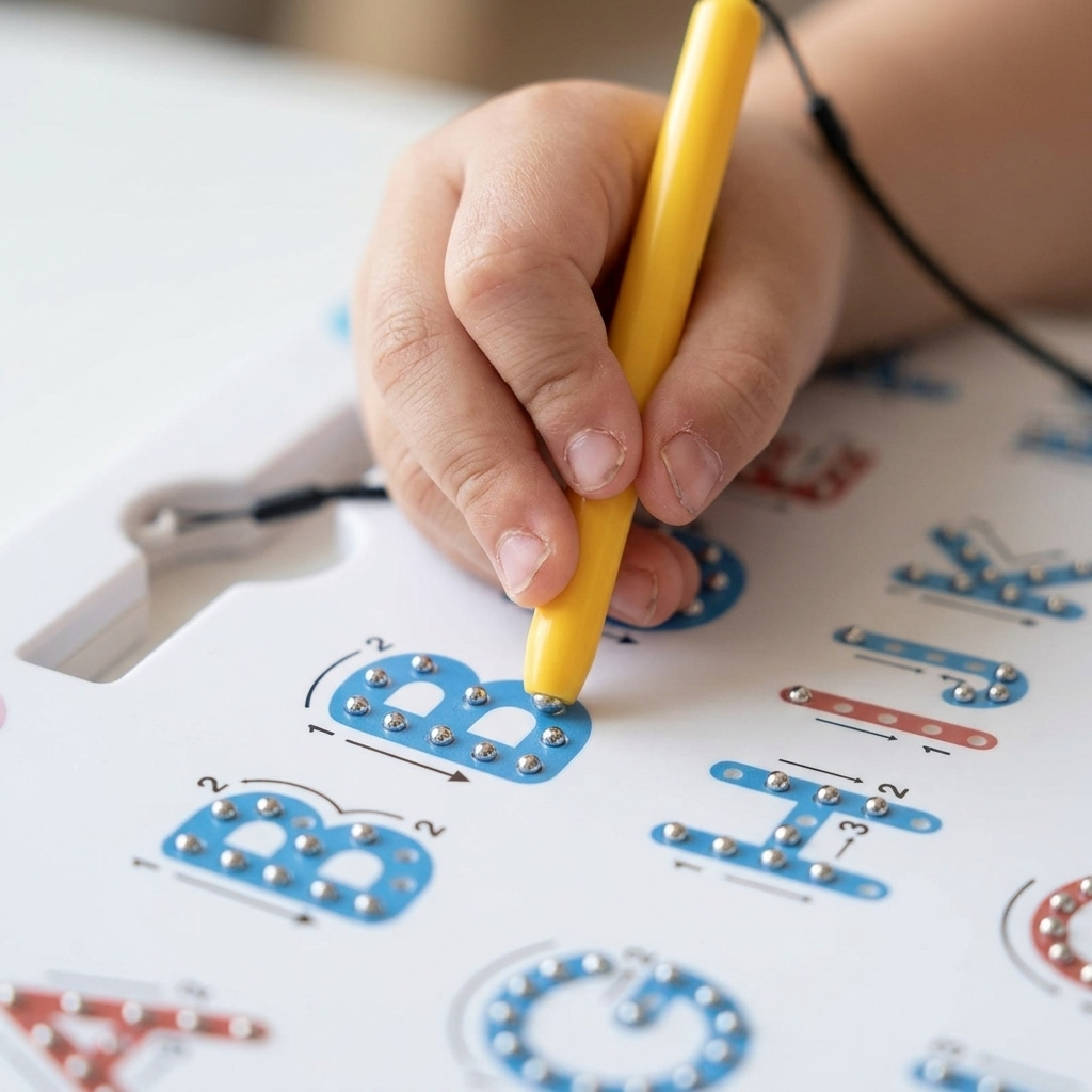 Magnetic Alphabet & Number Tracing Board — Double-Sided Montessori STEM Toy