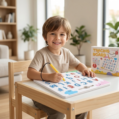 Magnetic Alphabet & Number Tracing Board — Double-Sided Montessori STEM Toy